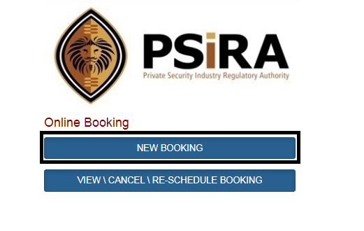 PSIRA Online Booking -onlineservices.psira.co.za