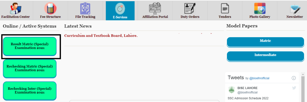 BISE Lahore Matric Result 2021 Check Online
