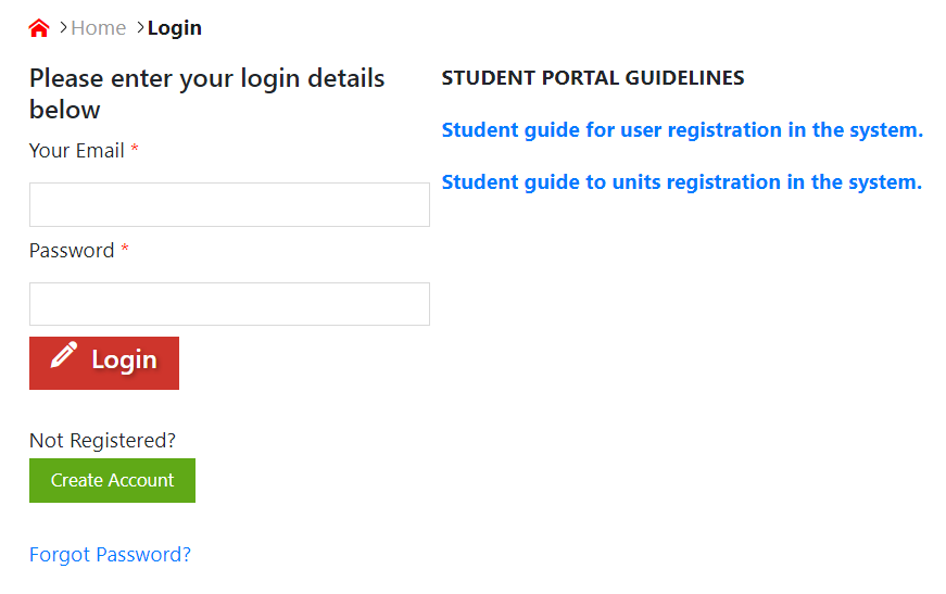 CUEA Student Portal login