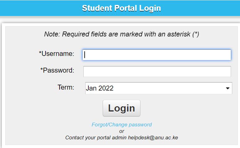 Africa Nazarene University Student Portal login