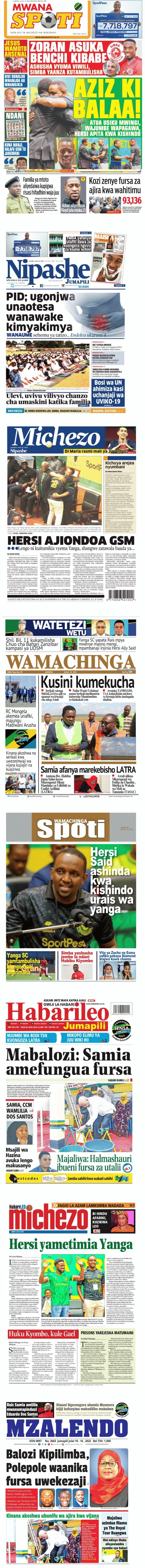 Magazeti Ya Leo Tanzania July 10 2022 | Newspapers Headlines