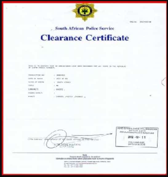 South African Police Clearance status check